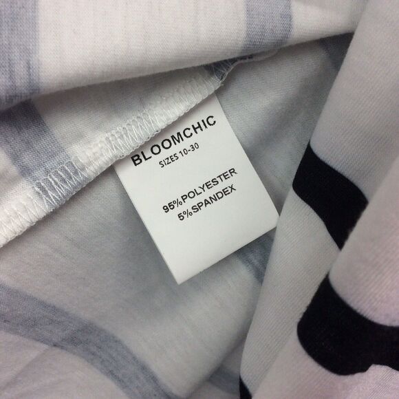 Bloomchic T Shirt Womens Plus Size 26 Black White Striped Oversized V Neck Beach - Picture 6 of 10